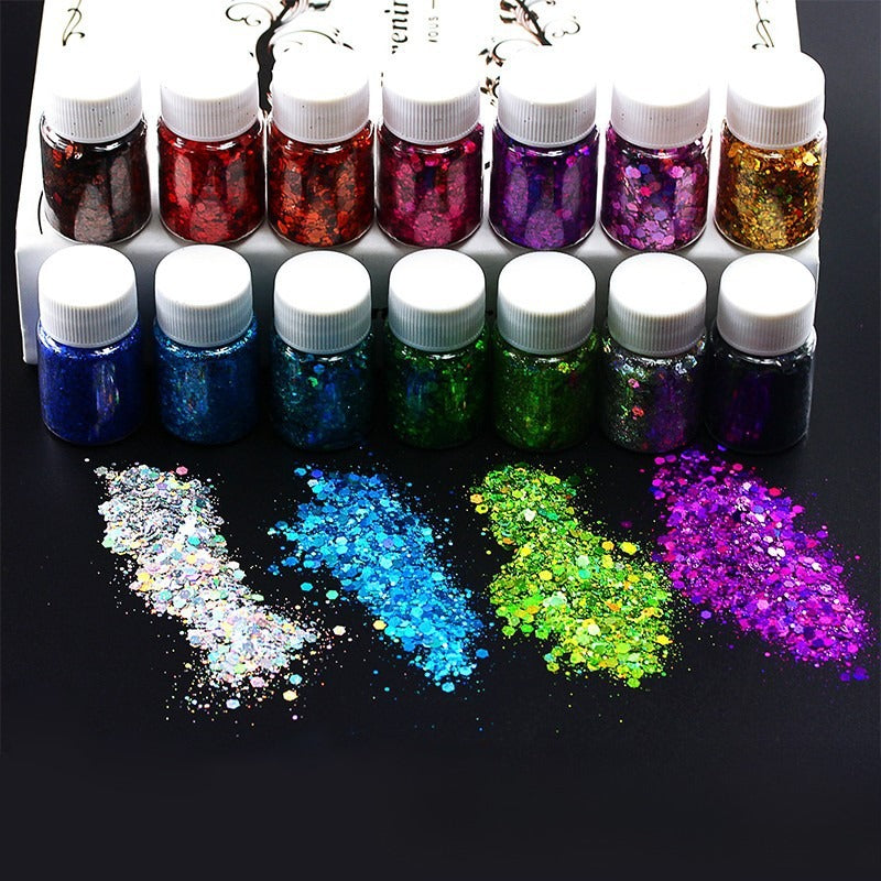 Wholesale Mixed Sequins Laser Colorful Glitter Powder Nail Art Crystal Drip Glue Flow Hemp Filler Gold Powder
